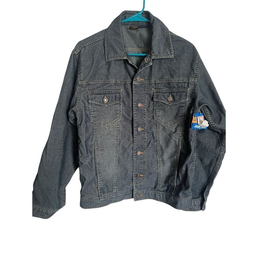 New Route 66 Womens Blue Denim Utility Basic Button Front Jacket Small